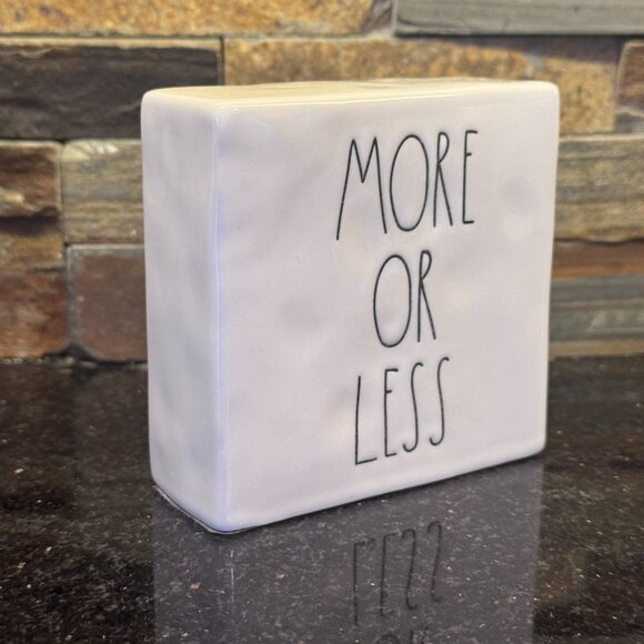 Rae Dunn "More Or Less" "Less is More" Inspirational Block, Two sided - Picture 3 of 7